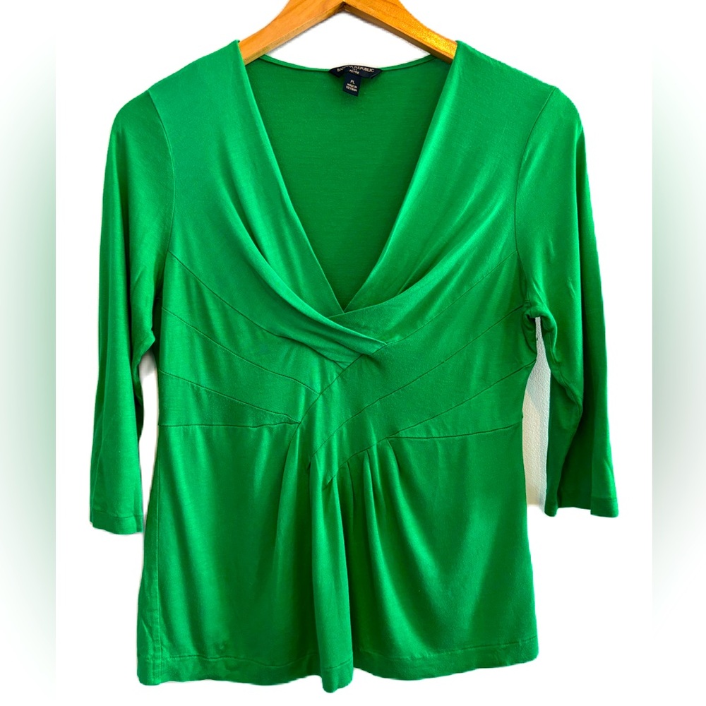 Banana Republic Factory Women’s Green Faux Wrap Blouse Size PL